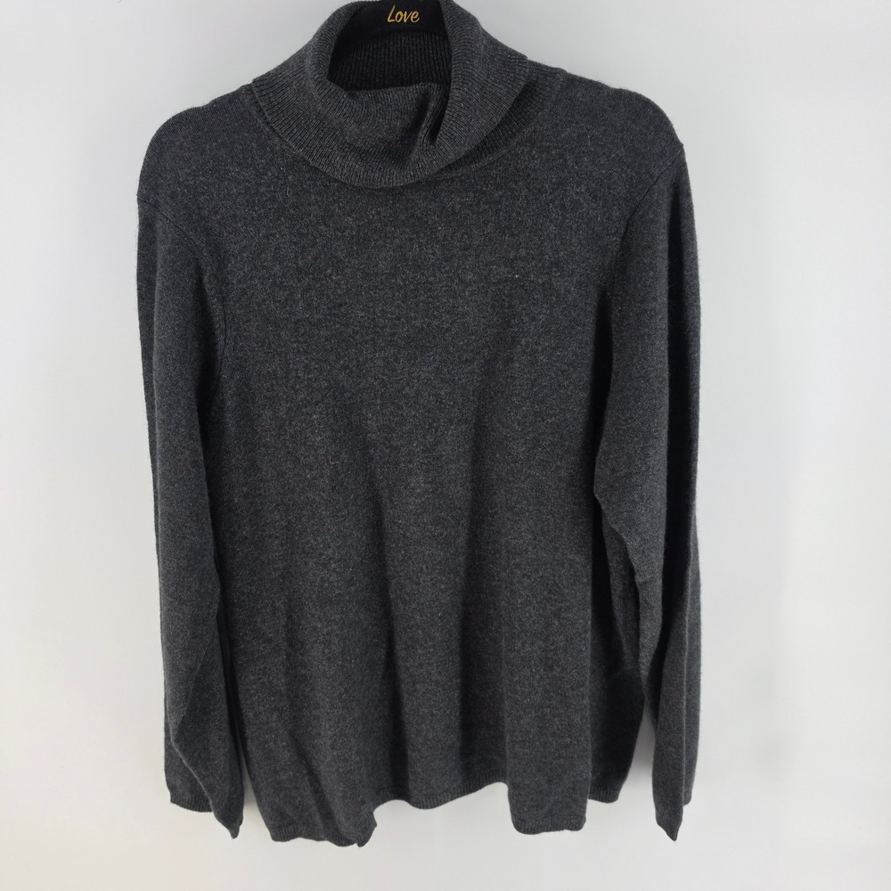 Charter Club Cashmere Turtleneck Sweater Woman 3X Gray Luxury Soft Classic Knit